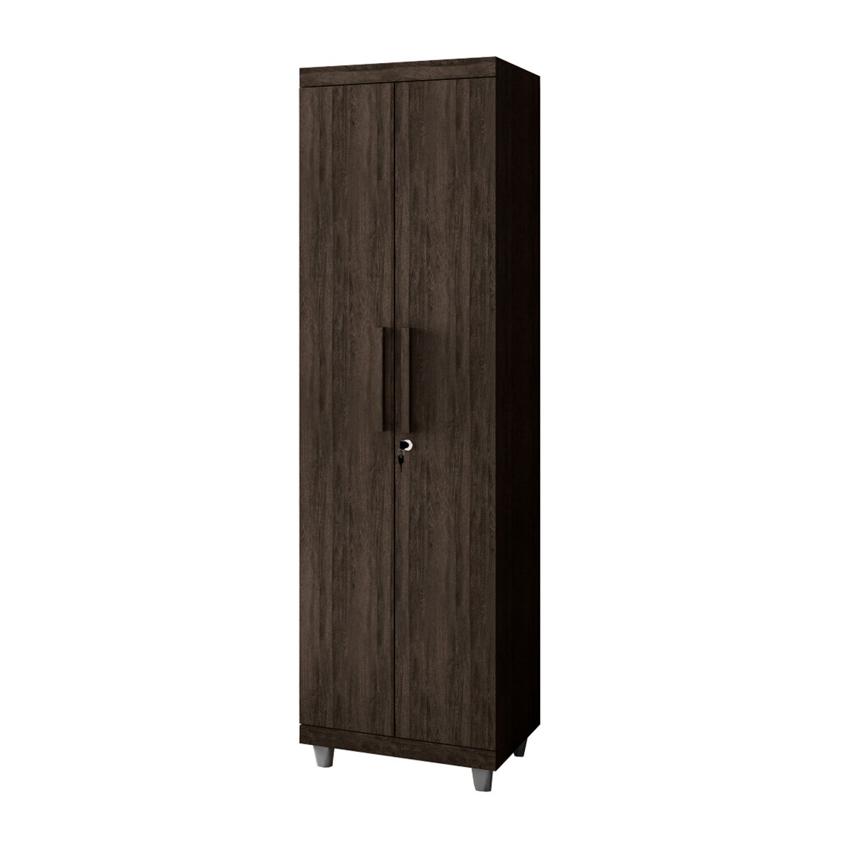 Armário Multiuso 2 Portas com Chave Organizador Home Office Lavanderia Cappuccino - Lh Móveis - 2