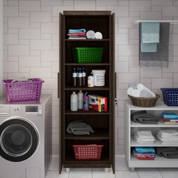 Armário Multiuso 2 Portas com Chave Organizador Home Office Lavanderia Cappuccino - Lh Móveis - 4