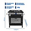 Ver imagem 4 de Fogão Industrial 2 Bocas 30x30 Baixa Pressão P5 com Forno Tampa de Vidro Jcn