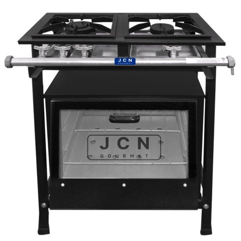 Fogão Industrial 2 Bocas 30x30 Baixa Pressão P5 com Forno Tampa de Vidro Jcn