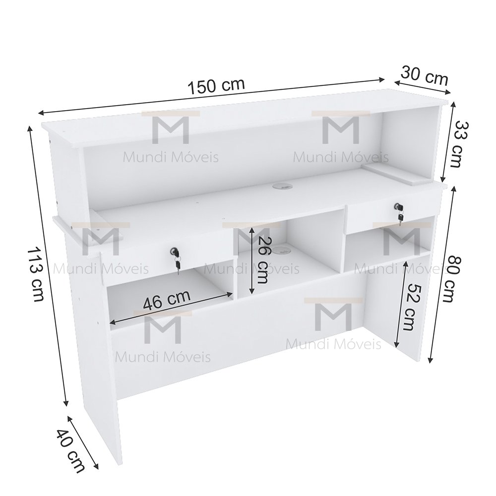 BALCÃO CAIXA DUPLO PARA ATENDIMENTO M262.B MUNDI MOVEIS - 6