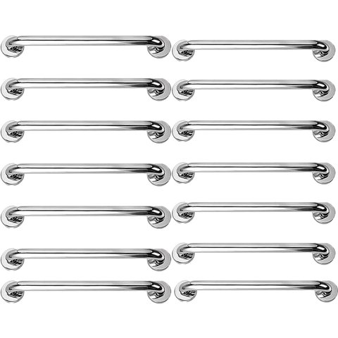 Barra Alça Apoio 50cm Aço Inox Kit 14 Uni Gestante Idoso Cadeirante Pcd Box Banheiro Escada Corrimao