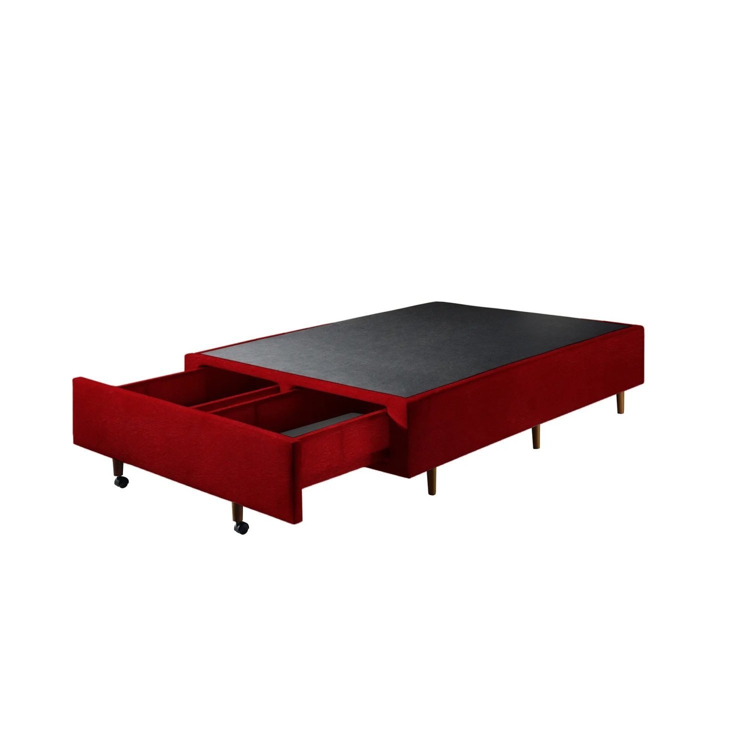 Base Box Casal com Sapateira 138x188x30cm  Suede Vermelho - 4