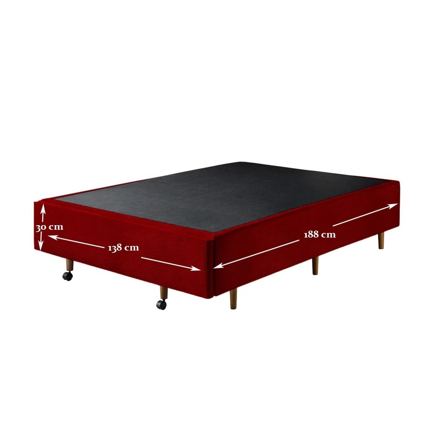 Base Box Casal com Sapateira 138x188x30cm  Suede Vermelho - 2