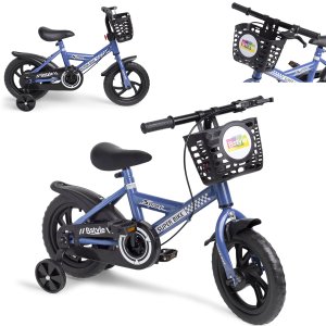 Bicicleta Infantil Aro 12 Azul Baby Style Speedy com Rodinhas Removíveis Cesto Cestinha Menino Freio