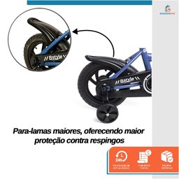 Bicicleta Infantil Aro 12 Azul Baby Style Speedy com Rodinhas Removíveis Cesto Cestinha Menino Freio - 6