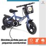 Bicicleta Infantil Aro 12 Azul Baby Style Speedy com Rodinhas Removíveis Cesto Cestinha Menino Freio - 2