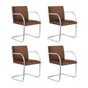 Ver imagem 1 de Kit 4 Cadeiras Brno Couro Natural Marrom Tubular Cromada