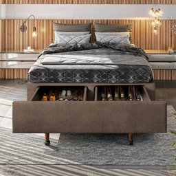 Base Box Queen com Sapateira 158x198x30cm  Suede Areia - 1