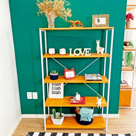 Estante Style Ample 5 Prateleiras Industrial Carvalho e Branco