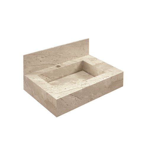 Bancada em Porcelanato para Banheiro 60cm Pró com Cuba Esculpida Bege/Travertino