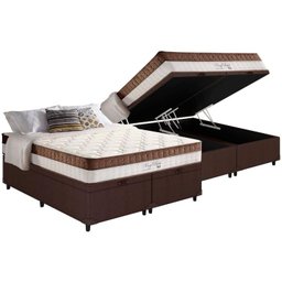 Cama Box Baú King: Colchão Molas Anjos King Best Superlastic + Base CRC Courano Brown(193x203) - 1