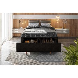 Base Box Queen com Sapateira 158x198x30cm  Suede Marrom - 1