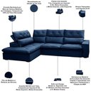 Ver imagem 3 de Sofá 3 Lugares Retrátil Reclinável Chaise Esquerdo 258cm Bergen F04 Veludo Azul - Lyam Decor