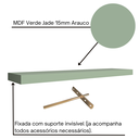 Ver imagem 5 de Prateleira Reta Decorativa 180x20 Mdf com Suporte Invisível Plancasa:verde Jade