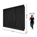 Ver imagem 3 de Guarda-Roupa Casal 3 Portas 100% MDF Milão Yescasa Preto