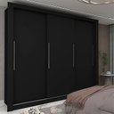 Ver imagem 1 de Guarda-Roupa Casal 3 Portas 100% MDF Milão Yescasa Preto