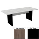 Ver imagem 1 de Mesa de Reunião Retangular 200x90cm Pé Painel Pe25 em MDP Cor Walnut e Base Preta