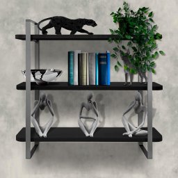 Prateleira Tripla Nicho Hone Modelo Industrial Decoração Casa 60x15 Prata/Preta - 2