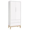 Ver imagem 1 de Guarda Roupa Infantil Classic 2 Portas Branco Fosco com Pés Madeira Natural Reller Móveis Branco