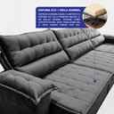 Ver imagem 3 de Sofá Retrátil e Reclinável 3,60m com Molas e Espuma D33 Thunder Velusoft Cinza Cama Inbox