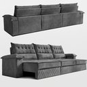 Ver imagem 6 de Sofá Retrátil e Reclinável 3,60m com Molas e Espuma D33 Thunder Velusoft Cinza Cama Inbox