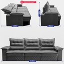 Ver imagem 2 de Sofá Retrátil e Reclinável 3,60m com Molas e Espuma D33 Thunder Velusoft Cinza Cama Inbox