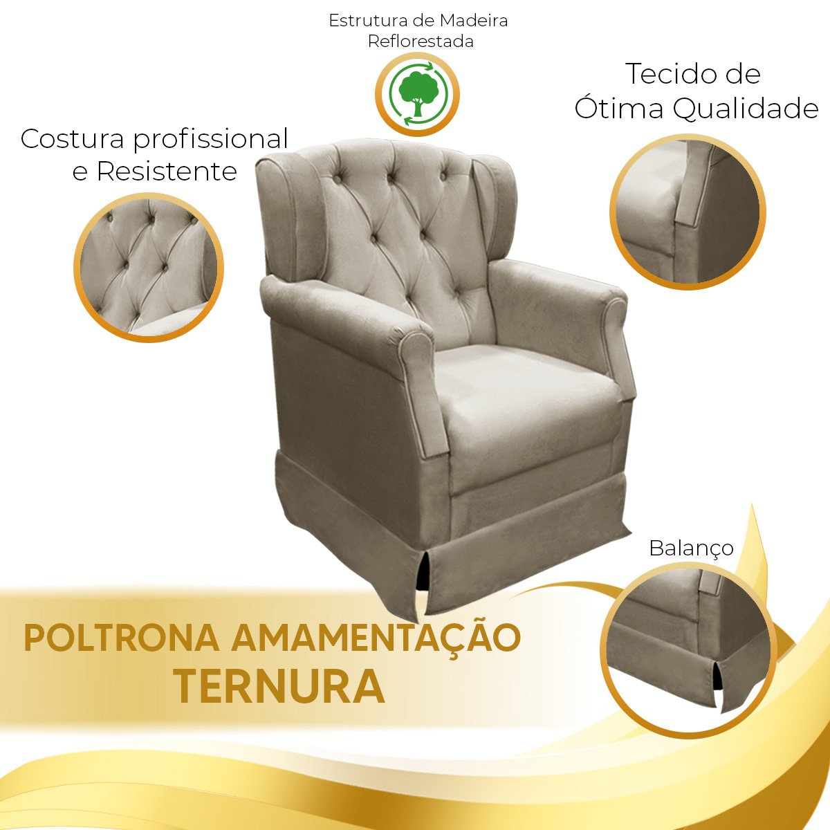 Puff Quadrado Decorativo Quarto Bebê Ternura Material Suede Marrom