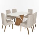 Ver imagem 1 de Mesa Jantar Solus 160 6 Cadeiras Eloa Linho - Henn