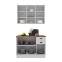 Ver imagem 3 de Armário de Cozinha Modulada Compacta Fidelitá Nara 100% MDF 2 Peças 120cm 6 Portas 2 Gavetas com