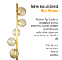 Ver imagem 7 de Lustre Vertical Figo Ouro - 5 Globos Esfera de Vidro Âmbar