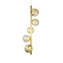 Ver imagem 1 de Lustre Vertical Figo Ouro - 5 Globos Esfera de Vidro Âmbar