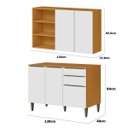 Ver imagem 3 de Conjunto Armário Aéreo e Balcão 120 Cm 100% Mdf Luna Cinamomo/branco