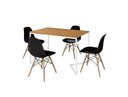 Ver imagem 2 de Mesa de Jantar Industrial Base Ferro Branco em  V  Tampo 137x90 Canela 4 Cadeiras Eames Madeira Asse