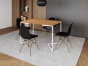 Ver imagem 1 de Mesa de Jantar Industrial Base Ferro Branco em  V  Tampo 137x90 Canela 4 Cadeiras Eames Madeira Asse