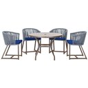 Ver imagem 1 de Mesa com 4 Cadeiras de Jantar Roma 100cm e Noronha em Aluminío Fendi Corda Nautica Estofado 10 Trama