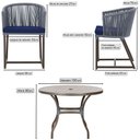 Ver imagem 2 de Mesa com 4 Cadeiras de Jantar Roma 100cm e Noronha em Aluminío Fendi Corda Nautica Estofado 10 Trama