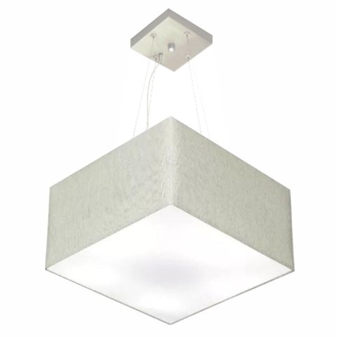 Lustre Pendente Quadrado Vivare Md-4195 Cúpula em Tecido 25/40x40cm - Bivolt - Rustico Cinza - Bivol