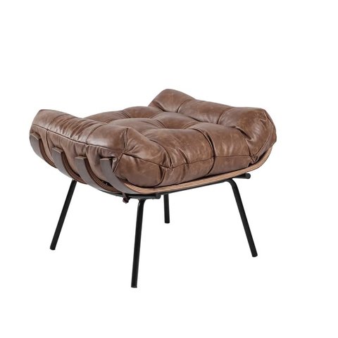 Puff Decorativo Costela Sala E Escritório Couríssimo Marrom