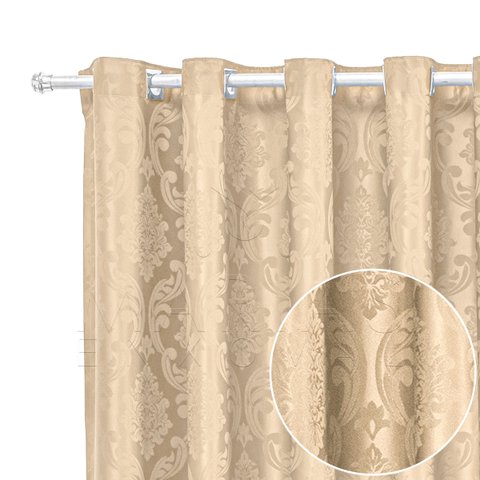 Cortina Jacquard 10,00x2,50 Para Varão Simples:PALHA