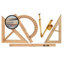 Ver imagem 1 de Conj 4 Kit Geométrico do Professor Mdf com 4 Réguas 60 Cm, 4 Compasso para Quadro Branco, 4 Esquadro