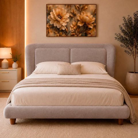 Cama Japonesa Casal Haru com Cabeceira Madeira Amêndoa Sallar Home 156cm