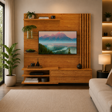 Painel Suspenso Sublime p/ TV 60 Polegadas Moderno Ripado