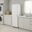 Ver imagem 1 de Armário Multiuso 1 Porta com Suporte para Vassouras AR202 Branco