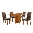 Ver imagem 5 de Conjunto Jantar Olimpia 4 Lugares MDF Copo Cadeiras Lira Veludo Marrom 120cm Moderna