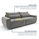 Ver imagem 4 de Sofá Retrátil 4 Lugares 250cm com Almofadas e Base em Madeira Maciça Hope