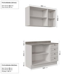 Cozinha Modulada 2 Peças com Balcão e Armário Aéreo Arizona CabeCasa MadeiraMadeira - 4