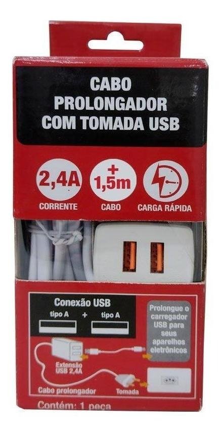 Extensão Cabo Prolongador Usb Duplo a 2,4a 1,5m - Force Line - 3