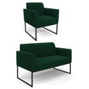 Ver imagem 1 de Namoradeira e Poltrona Industrial Preto Marisa Bouclê Verde D03 - D’Rossi