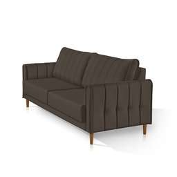 Sofá Living Biagio 1,70m Veludo Pés Madeira Espuma D-28:marrom - 2